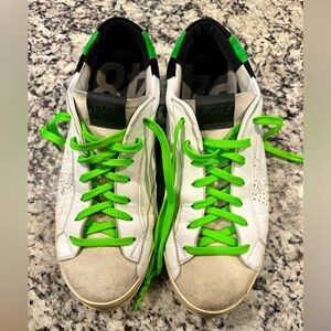 P448 Lace Up Sneakers, Size 48 - Off White/Lime Green.